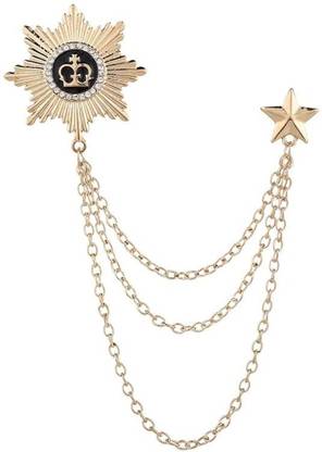 SYGA Tassel Brooch Pin with Crystal Chain(Gold) Brooch