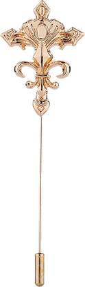 SYGA Men's Retro Crystal Flower Lapel Pin, Small Suit Brooch with CZ Stones, Gold Brooch