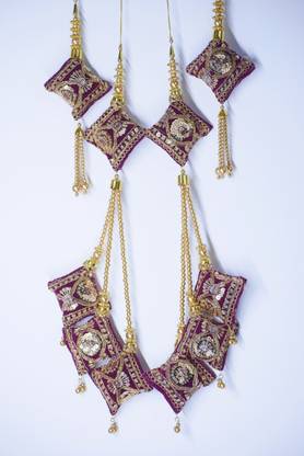 Ethnic at ease Wine Color Handmade Velvet Hanging Tassel latkan for heavy lehenga Brooch