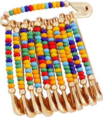RENU CREATION Gold MULTI Moti MixSaree Pin Hijab Design Safety Pins for womens Brooch (MULTI) Brooch