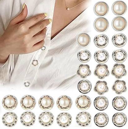 BEYKURY 30pcs Pearl Button Brooch Pins Set - Elegant Cover-Up Cardigans,Sarees, Dresses Brooch