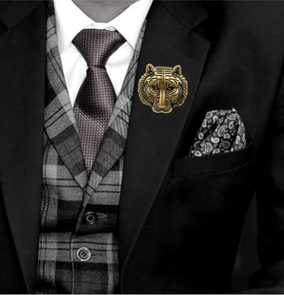 Voxon lion Face Head Brooch Pin Metal Animal Brooch