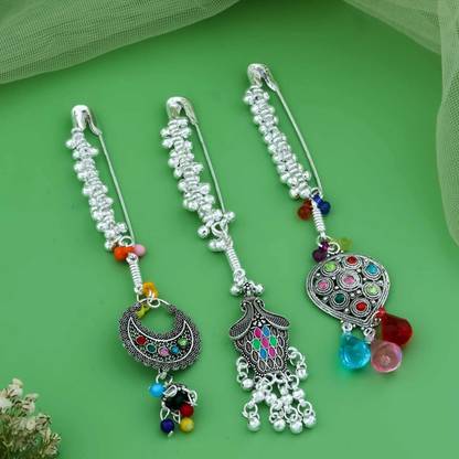 Gajanand Enterprise Fancy Oxidised Sari Pins/Safetypins For Women Brooch