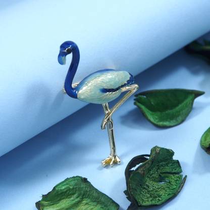 Adorn Meenakari Blue Flamingo Shaped Sharvani Brooch Brooch  (Multicolor)