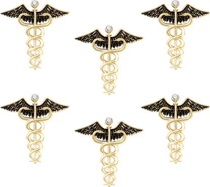mahi Combo of Caduceus Doctor's Brooch / Lapel Pin Brooch