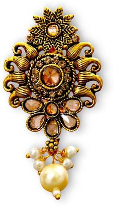 ACCESSHER Elegant Gold-Tone Brooch with Studded White Stone and Pearl Latkan for Women Brooch