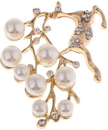 Calandis Deer Faux Pearl Rhinestone Buttons DIY Brooch Pin Making Supplies Brooch