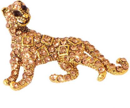 STRIPES Golden Crystal Leopard Brooch Pins for Men and Women Brooch