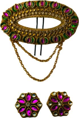 PKElite Lotus Bridal Hair Brooch Inspiration with Earing Combo set, handmade Hair Brooch