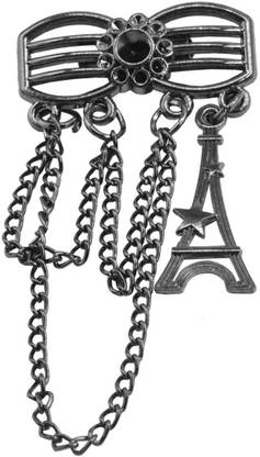 M Men Style Crystal Rhinestone Reading Glasses Frame With Hanging Chain Label Pin Suit Brooch