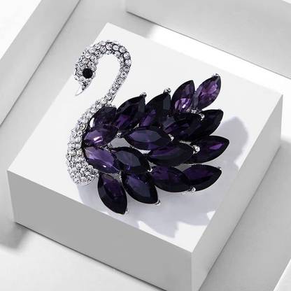 mahi Sparkling Swan-Shaped Brooch Brooch