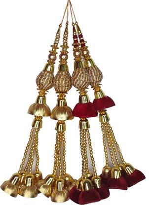 Navsha Creations Combo of 2 Latkan hangings gold and red Brooch