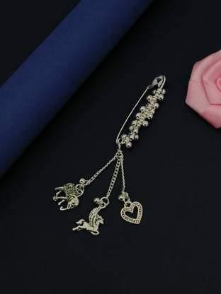 CHARLI ART JEWELLERY Silver Plated Fancy Saree Pic All Women And Girls Brooch