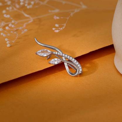 GIVA Silver Curvy Leaf Brooch For Him Brooch