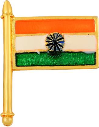 MissMister Brass Gold plated Indian Flag Lapel Pin/Brooch/Badge (SPKL7756) Brooch