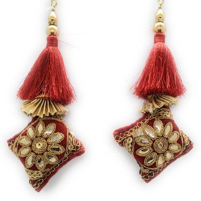 Shreeo Women Brooch latkan Tassels For Blouse Lehenga Saree - Red 15 cm Brooch