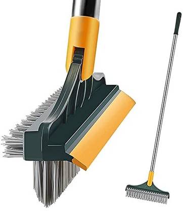MAITRI ENTERPRISE Bathroom Cleaning Brush with Wiper 2 in 1 Tiles Cleaning Brush M70 Fiber Wet and Dry Brush