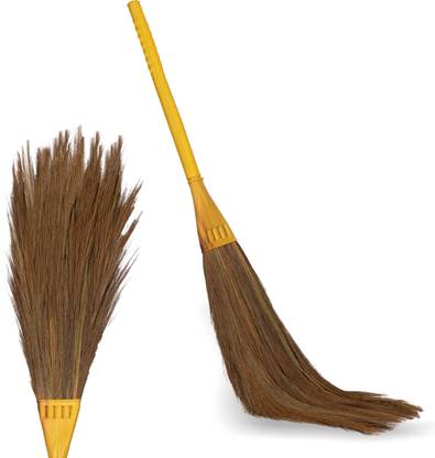 Krv Jumbo Plastic Five Finger Handle Broom Stick Zero Dust Grass Broom Grass Dry Broom