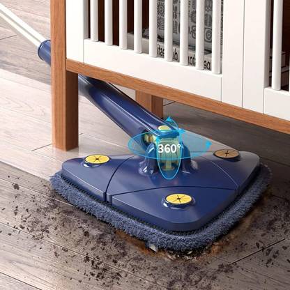 NKK TRADERS 360° Rotatable Adjustable Multifunctional Cleaning Triangle Mop Microfibre Wet and Dry Broom