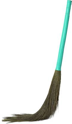 SAKHI 51-inch Broom with 19-inch Plastic Handle | Classic Eco-Friendly Jhadu Grass Dry Broom