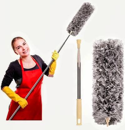 prusti Flexible Duster for Fan Cleaning Mop with Long Rod | Spider Web Cleaner Stick | Microfibre Dry Brush