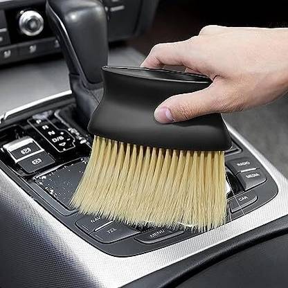 DREHOTRY Mini Car Cleaning Brush with Handle and Dust Cover Car AC Plastic Wet and Dry Brush