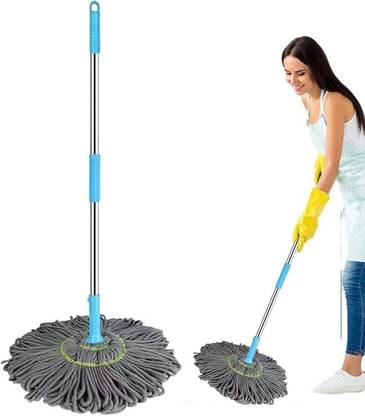 Brandvilla 100% Cotton Round floor cleaning wet and dry mop Wool Wet and Dry Brush