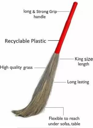 ADJO Grass Jharu |Broom dust free 100% | Plastic Phool Jharu Grass Wet and Dry Broom