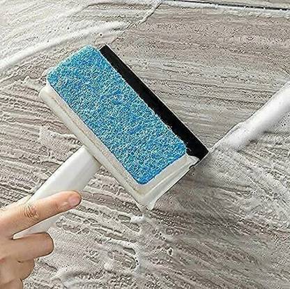 Jats Enterprise 2 in 1 Glass Wiper Cleaning Brush Mirror Grout Tile Cleaner Sponge Wet and Dry Brush