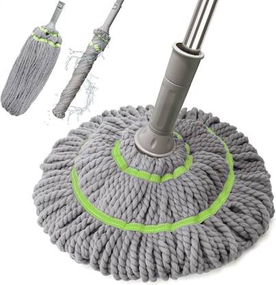 Uniquecartel Mops for Floor Cleaning with Wringer, Self Wringing Twist Mop, Dry&Wet Mop Microfibre Wet and Dry Brush