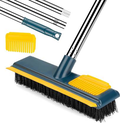 Deoxys Floor Scrub Brush with Comb Teetch and Squeegee, 44" Stiff Bristle Deck Brush Cleaning Brush, Floor Wiper, Toilet Brush