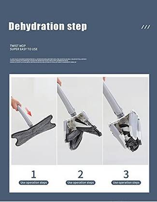 PARVPARI Tile Ceramic & Wood Floor Cleaner Mop Microfibre Wet and Dry Brush