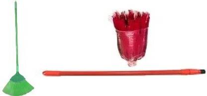 SIMMY Ceiling Jaala Cobweb Cleaning Broom Round Shaped (1.5 Meter), Color May Vary Plastic Wet and Dry Brush