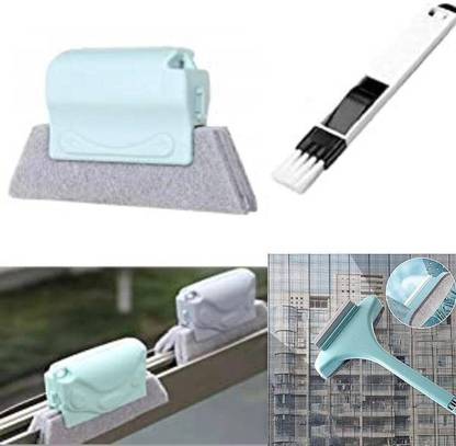 YNV TRADER Combo of Window Groove Frame Cleaning Brush and Dust Cleaning Brush &Mesh Screen Plastic Wet and Dry Brush