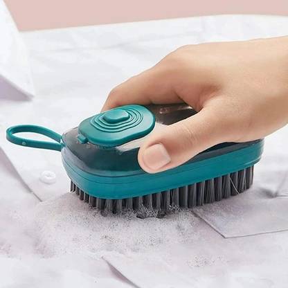 Crafty Liquid Adding Brushes, Soft Laundry Brush Sponge Pot Brush with Soap Dispenser Plastic Wet and Dry Brush