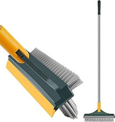 MAITRI ENTERPRISE Bathroom Cleaning Brush with Wiper 2 in 1 Tiles Cleaning Brush M56 Fiber Wet and Dry Brush
