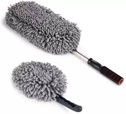 LOYZO Microfiber Feather Duster Extendable Car Cleaning Wet and Dry Brush (Pack of 2) Microfibre Wet and Dry Brush