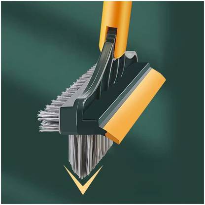 MAITRI ENTERPRISE Bathroom Cleaning Brush with Wiper 2 in 1 Tiles Cleaning Brush M38 Fiber Wet and Dry Brush