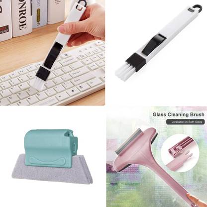 RBGIIT Screen Brush 2 in 1 Mesh Cleaning Brush, Window Groove Frame Cleaning Brush K0 Plastic Dustpan