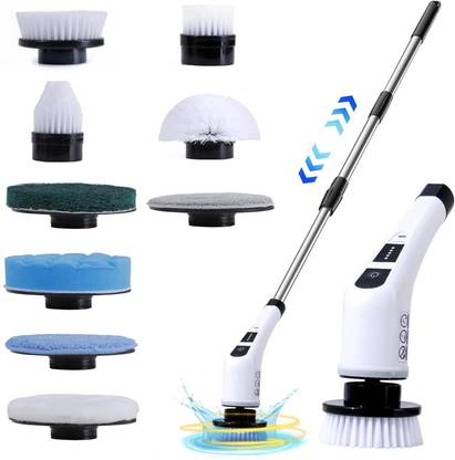 FLUDDER 9 in 1 Electric Spin Scrubber,Cleaning Brush Scrubber for Home,Replaceable Heads Sponge Wet and Dry Brush