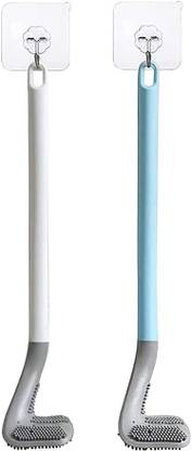 Top Select Silicon Toilet Cleaning Brush with Slim No Slip Long Handle Toilet Brush 2 PC with Holder