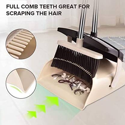 KRIYAART Plastic Broom and Dustpan Treelen with Dust Pan with Long Handle Combo Set Fiber Wet and Dry Broom