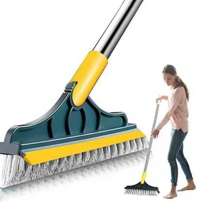 MAITRI ENTERPRISE Bathroom Cleaning Brush with Wiper 2 in 1 Tiles Cleaning Brush M30 Fiber Wet and Dry Brush