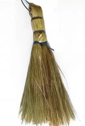 ADJO Khajur Leaf Jhadu/Broom for Home Temple/Mandir/Pooja Ghar Cleaning Coconut Fiber Wet and Dry Broom
