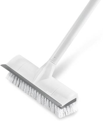 MOBHADA 2 in 1 Tiles Cleaning Brush Bathroom Floor Scrub with Long Handle 120° Rotatable Plastic Wet and Dry Brush
