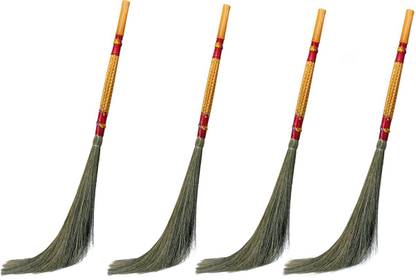Hari Ram Gulab Rai Floor Broom with Soft No Dust Grass with Plastic Handle Phool Jhadu Grass Dry Broom