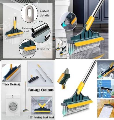 OXXIHOME Tile Cleaner Brush with Scraper,38.6 Inches Cleaning Brush Floor Cleaner Brush Microfibre Wet and Dry Brush