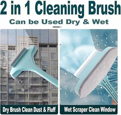 FEDWorld 2 in 1 Mesh Cleaning Brush & Wiper Window Net Cleaner Microfibre Wet and Dry Microfibre, Grass Wet and Dry Brush