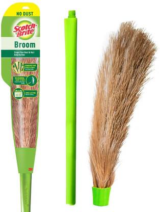 Scotch-Brite No-Dust Broom, Long handle, Easy floor cleaning (Multi-use) Fiber Dry Broom