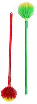 DRIVEMU ENTERPRISES Two Plastic Round Jaala Cobweb Broom Brush Plastic Wet and Dry Broom